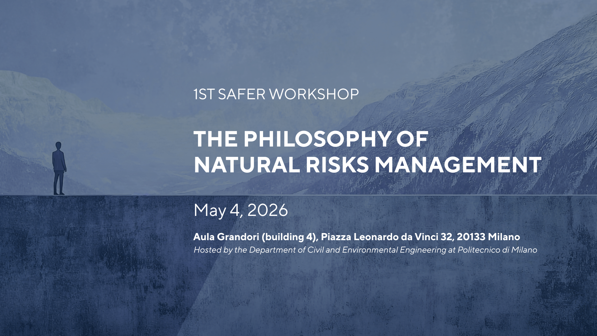 SAFER Workshop poster on natural risk management in Milan